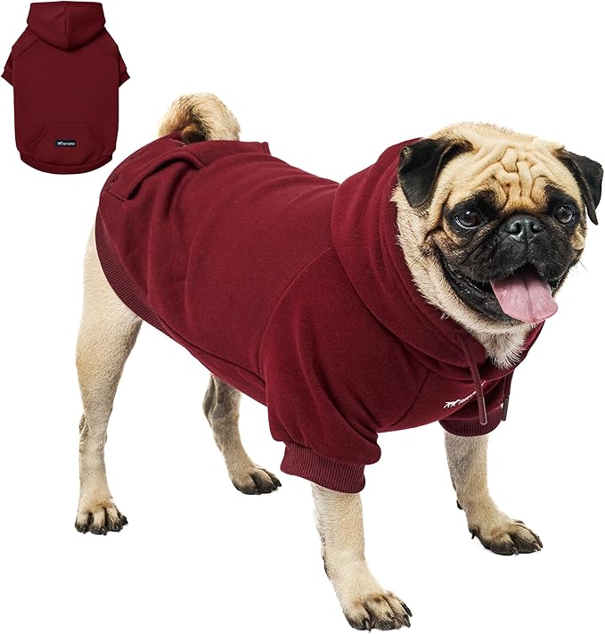 Tuff Pupper Dog Hoodie | Premium Quality 100% Organic Cotton | Ultra Soft Interior for Superior Comfort | Elastic Cuffs & Drawstring for Warmth | Stretch Fit Suitable for All Breeds (Red, M)
