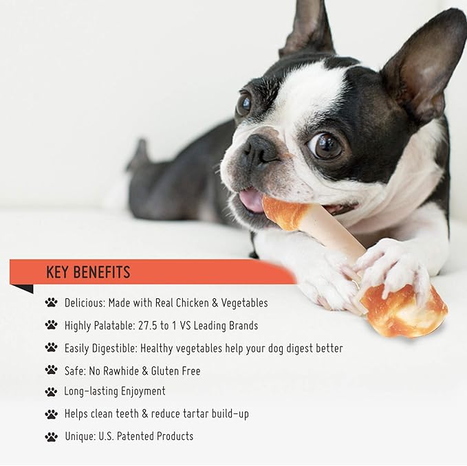 Premium Dog Bones, Made with Real Chicken & Wholesome Vegetables, Rawhide Alternative, Medium 5pcs/Pack x 2packs