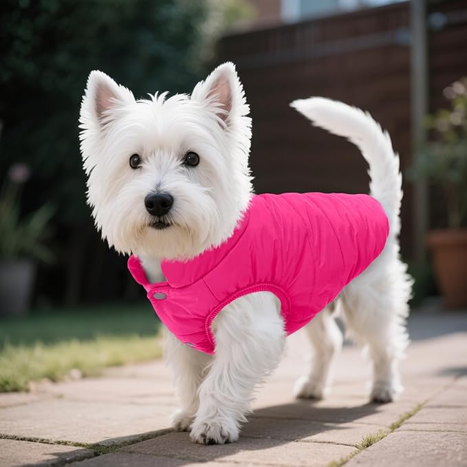 ASENKU Dog Winter Coat - Waterproof Windproof Dog Jacket, Warm Snowproof Doggie Puffer Vest for Cold Weather, Lightweight Snow Coats for Small Medium Large Dogs (Pink, XL)