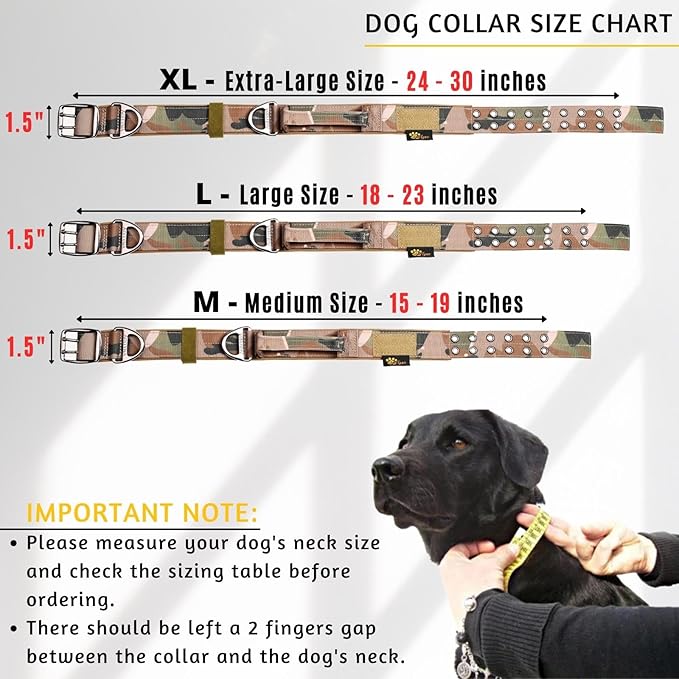 ADITYNA Heavy Duty Dog Collar for Medium Dogs - Camo Collar with Handle for Training, and Walking - Wide, Thick, Tactical, Soft Neoprene Padded