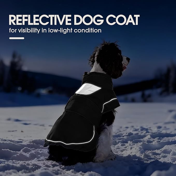 Kuoser Dog Jacket, Dog Coats for Medium Dogs, Warm Pet Winter Coat Jacket, Adjustable Fleece Pet Puffer Vest, Windproof Waterproof Doggie Raincoat Snowsuit Outfits with Reflective Strips