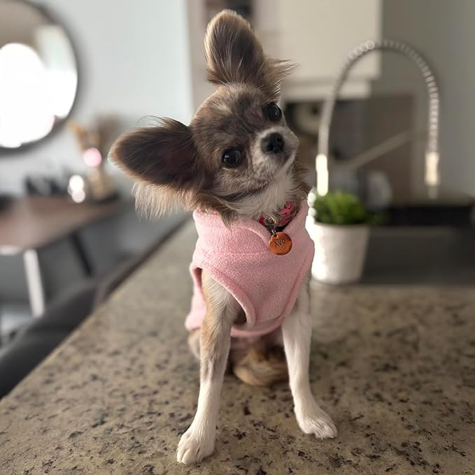 JACKO & CO - Fleece Vest Dog Sweater with Leash Ring - Soft, Warm & Lightweight Pullover Coat for Small & Medium Dogs, Puppies & Cats - Cozy Fall/Winter/Spring Pet Jacket (Pink Lemonade, L 10-16lbs)