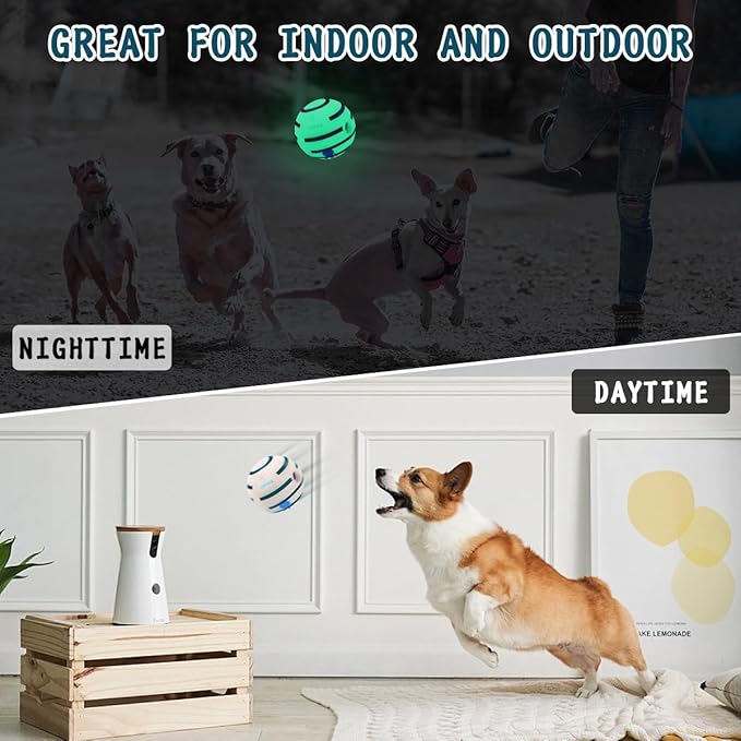 HYQ Glowing Small Dog Toys, Interactive Dog Toys Ball, Squeaky Dog Toys for Small Medium Large Dogs, Puppy Ball Dog Toys to Keep Them Busy (Glow Ball, 5.51 inch)