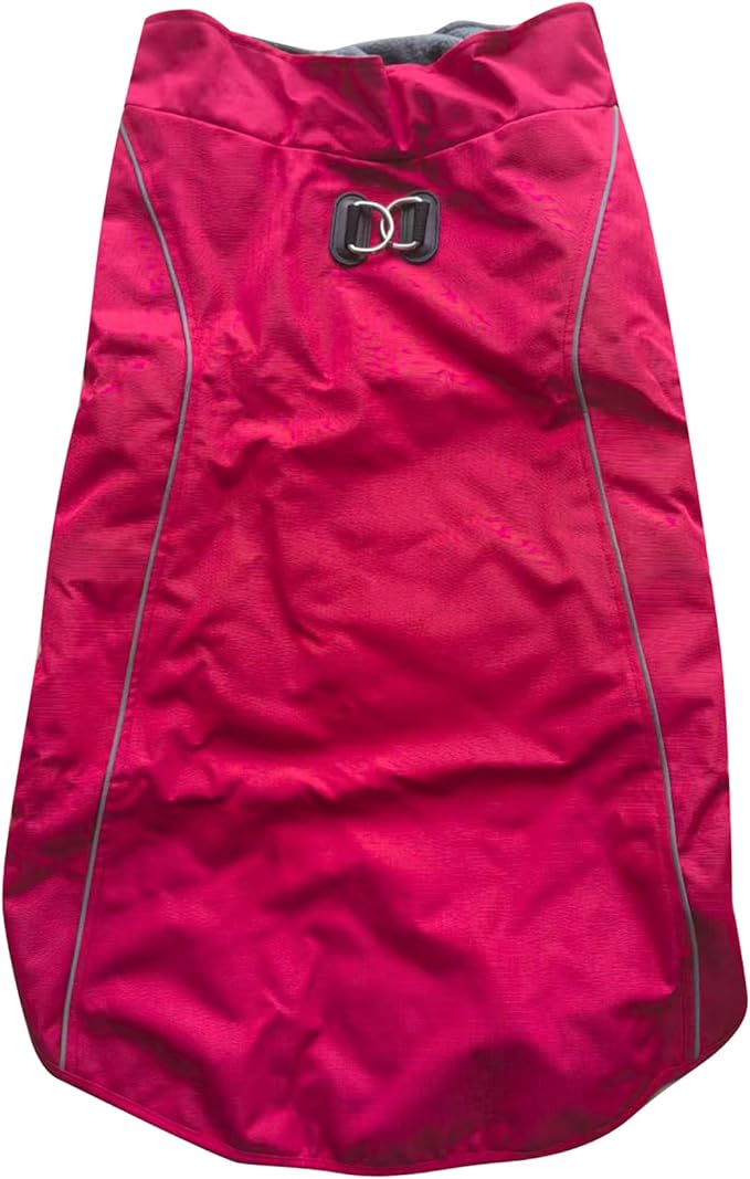 Outdoor Waterproof Dog Jacket for Extra Large Dogs,Doggie Coats with Harness Buitl in D-Ring Warm Fleece Dog Clothes for Cold Winter,Red 5XL