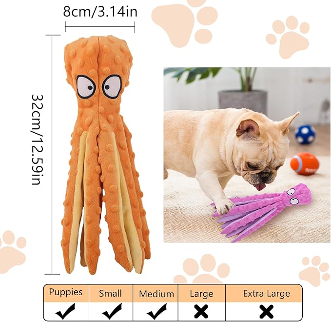 Dog Squeaky Toys Octopus, No Stuffing Plush Toys, Squeaky Octopus Dog Toy - Durable Plush for Puppies, Interactive Dogs Toys for Aggressive Chewers (Green+Blue)