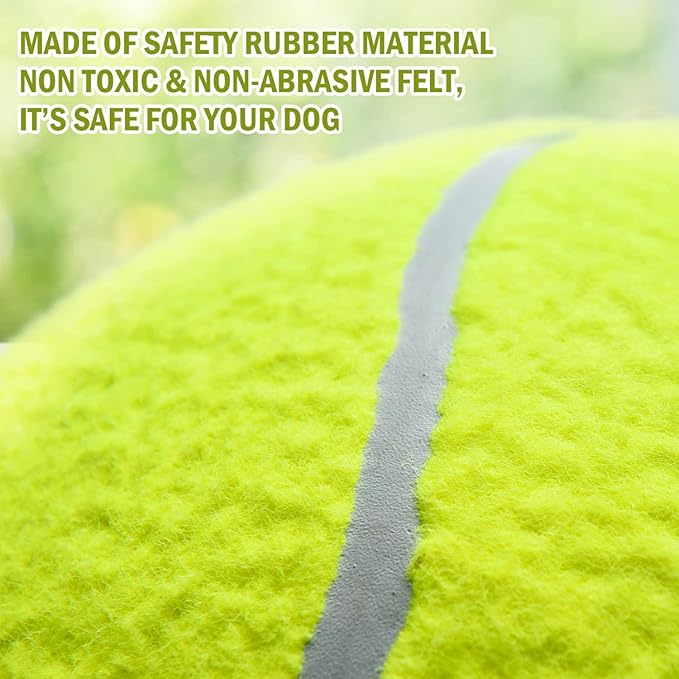 Pomeat 2 PCS Gaint Tennis Ball for Dogs, 9.5" Inflatable Large Tennis Balls Pet Chew Toy, Inflatable Rubber Non-Toxic Pet Toy Balls with Pump & Needle for Small Medium Large Dogs