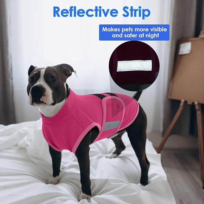 MIGOHI Dog Anxiety Relief Coat,Comfort Anxiety Vest for Dogs,Adjustable Anxiety Calming Wrap for Fireworks,Thunderstorms,Travel, Separation, Dog Anxiety Jacket for Small Dogs,XL,Rosered