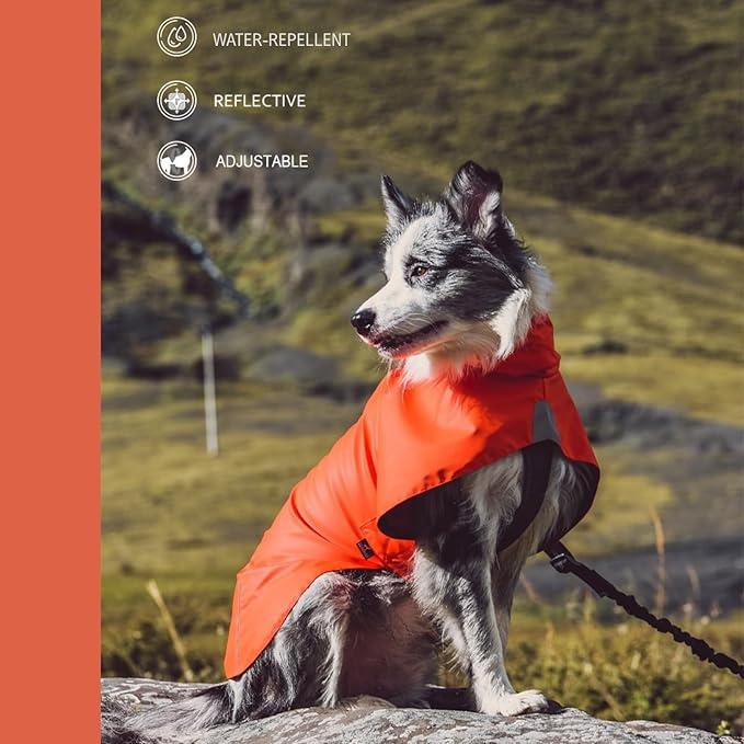 Dog Water-Repellent Raincoat Jacket, Lightweight Reflective Waterproof Clothes for Small Medium Large Dogs, Outdoor for Fall & Spring (Orange, 3XL)