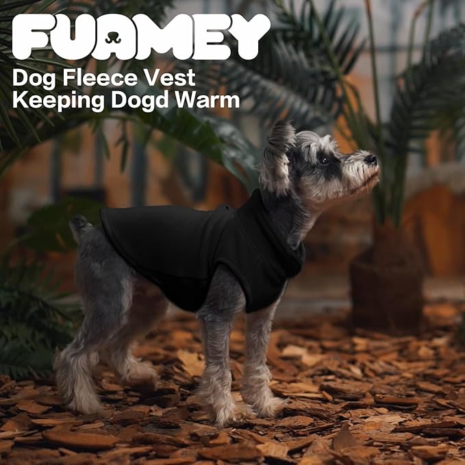 FUAMEY Dog Fleece Vest for Large Dogs,Warm Stretchy Dog Sweatshirts Pullover with Leash Hole Dogs Sweater Soft Pet Turtleneck Cozy Pet Vest Lightweight Sleeveless Black XXL