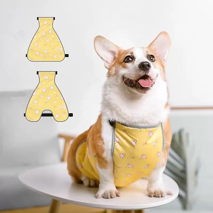 Waterproof Belly Shield for Corgis & Dachshunds – Adjustable underbelly Protector. Male/Female Designs. Stays Dry in rain, mud & Grass. Ideal for Sensitive Skin (Yellow - Male, S)