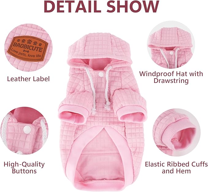 2 Pack Dog Hoodie Sweaters for Small Medium Dogs Warm Dog Clothes for Large Dogs Soft Waffle-Like Laminated Sweatshirt Bulldog (Pink+Purple, 3XL (Back: 29.5",Chest: 36.5", Neck: 27"))