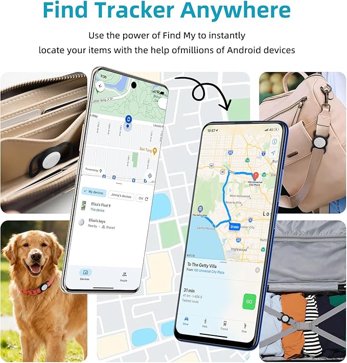 Android GPS Dog Collar, Mini Dog GPS Tracker, Smart Pet Activity Tracker, No Subscription, GPS Cat Collar Google Certified Finder, Anti-Lost, Finder Tag for Vehicles, Pets, Kids, Items