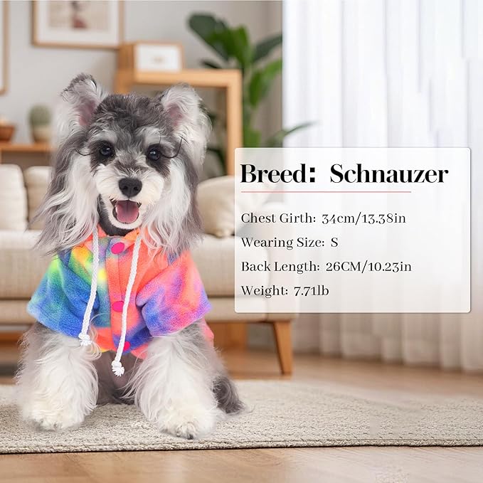 Dog Hoodie Tie Dye Dog Sweatshirt Chic Winter Clothes Ultra-Soft Warm Sweaters for Small Medium Dogs Fashion Pet Clothes for Dogs (Multicolor, L (Back: 14.96",Chest: 19.68", Neck: 16.53"))