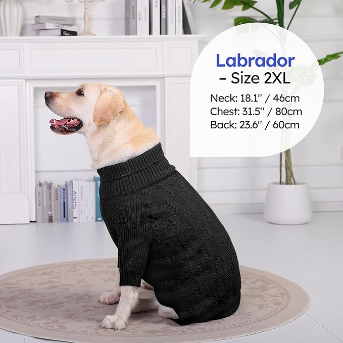 ASENKU Extra-Large Dog Sweater 4XL, Big Dog Sweaters for Extra Large Dogs Girl Boy,Pullover Turtleneck Knitted Doggie Sweatshirt Clothing for Doberman,Great Dane(Grey,4XL)
