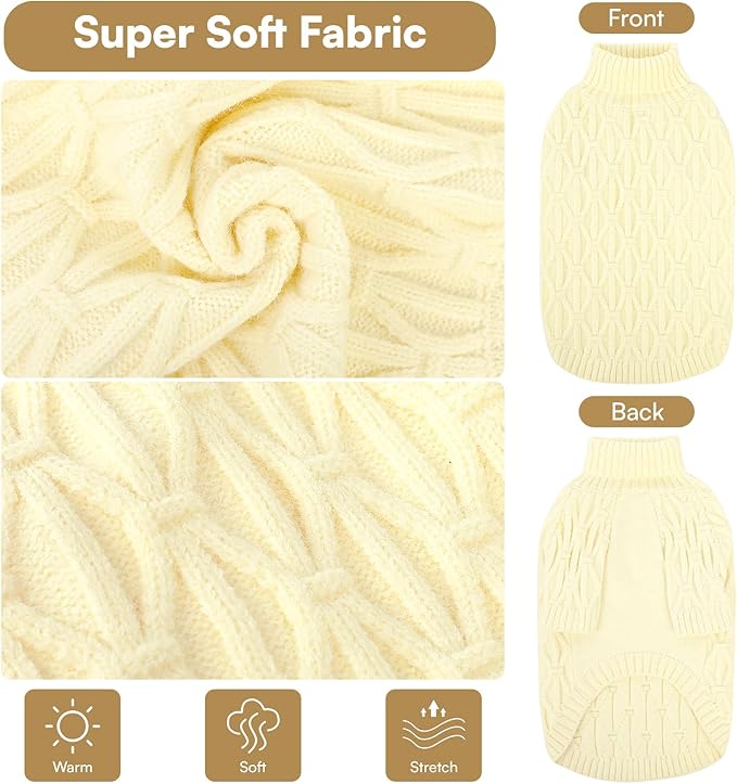 Queenmore Dog Sweaters for Large Dogs Girls Boys,Warm Pullover Extra Large Dog Sweater,Dogs Christmas Sweaters,Classic Turtleneck Thick Clothes for Extra Large Pets, Pitbull, Boxer(Beige,XL)