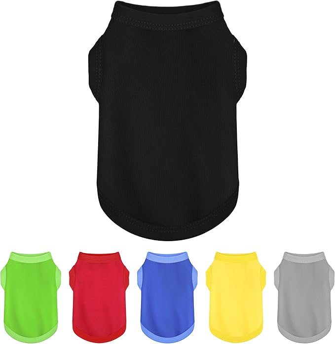 Elevate Your Dog's Fashion Quotient with Colorful and Breathable Sleeveless Cotton Shirts! Perfect Pet Apparel for Small to Medium Dogs Black XXS