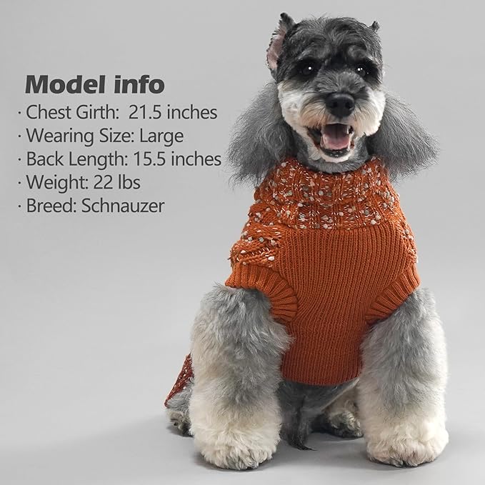 KYEESE Dog Sweaters for Small Dogs Male Color Block Pet Sweater with Fuzzy Thread Knitted Small Dog Sweater Turtleneck Pet Sweater Fall Winter Dogs Clothes, Brown, M