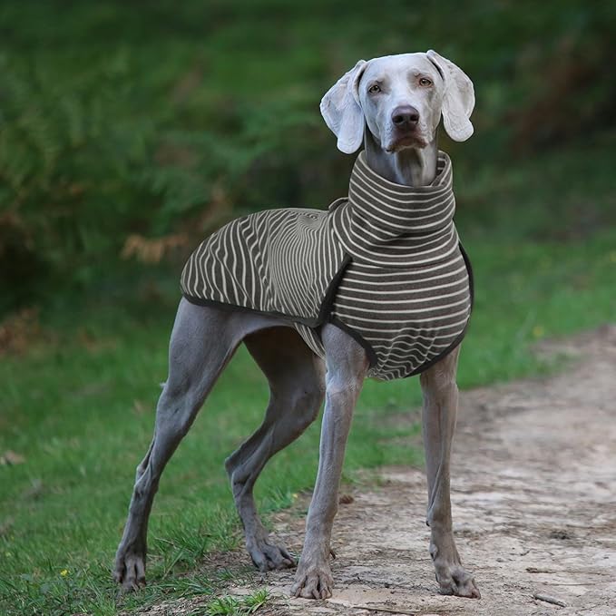ROZKITCH Stripe Dog Winter Coat Soft Pullover Pajamas, Pet Windproof Warm Cold Weather Jacket Vest Cozy Jumpsuit Apparel Outfit Clothes for Walking Hiking Travel Sleep Stripe S