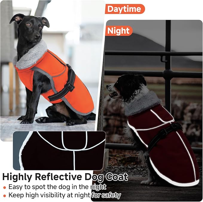 Lelepet Warm Dog Winter Coat Reflective Dog Jacket Fleece Vest Waterproof Windproof Cold Weather Coats with Adjustable Buckle Turtleneck Snowsuit for Small Medium Large Dogs,Rottweiler,Great Dane,XXXL