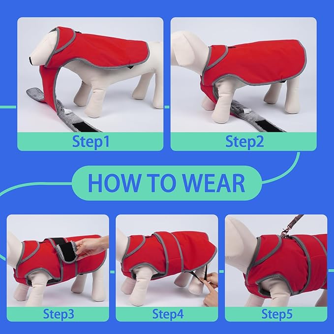 MIGOHI Reflective Waterproof Windproof Dog Coat - Warm Jacket Reversible Stormguard Winter Vest for Small to Large Dogs (Red, XXL)
