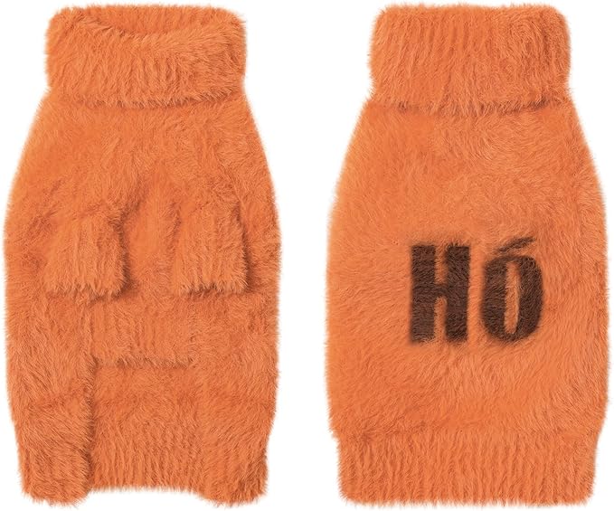 Small Dog Furry Pullover Sweater, Classic Turtleneck Dog Clothes for Cold Weather Cute Warm Pet Clothes for Chihuahua, Bulldog, Dachshund, Pug Orange Small