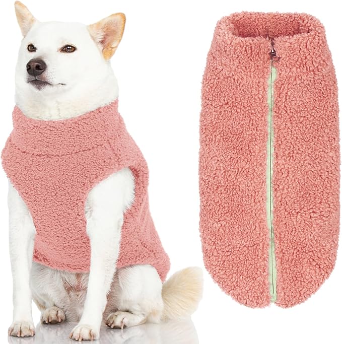 Gooby Sherpa Vest - Mauve Pink, 3X-Large - Warm Fuzzy Fleece Step in Dog Jacket - Winter Small Dog Sweater for Everyday Use