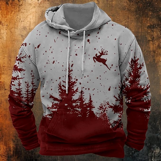 HOTYD Mens Western Aztec Sweatshirts Long Sleeve Fall Fashion Drawstring Pullover Vintage Graphic Cowboy Hoodie for Men