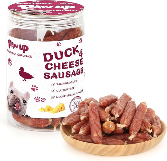 PAWUP Dog Treats Duck Cheese Sausage for Dogs, Fresh Duck, 12.5oz/355g, 1% Taurine Addded, Rawhide Free, Training & Rewards Dog Snacks
