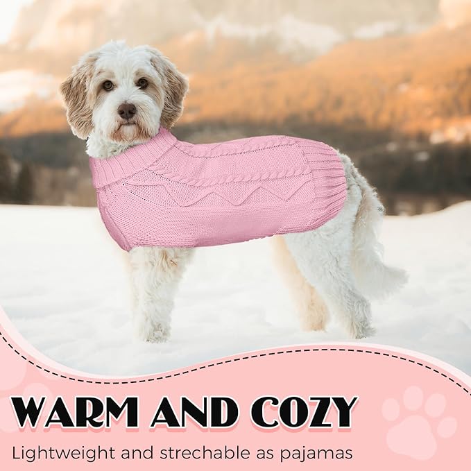 Dog Sweaters for Small Medium Large Dogs Girl, Soft Warm Turtleneck Pup Dogs Shirt, Double Knitting Collar for Outdoor Playing, Warm Dog Clothes (2XL,Pink)