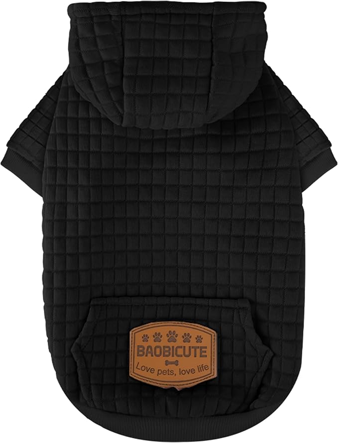 2 Pack Dog Hoodie Sweaters for Small Medium Dogs Warm Dog Clothes for Large Dogs Soft Waffle-Like Laminated Sweatshirt Bulldog (Black, M (Back: 15.5",Chest: 21.6", Neck: 13"))