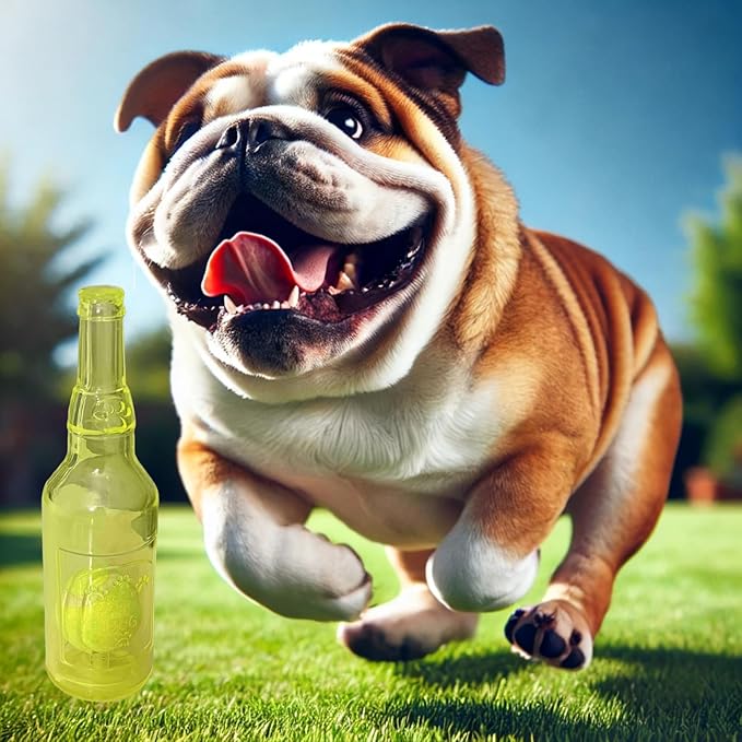 Wine Bottle Dog Toy, Fun Interactive Cute Squeaky Dog Toys with Tennis Ball Inside, Ideal for Large/Medium/Small Dogs to Fetch Games and Bonding Time, Not for Heavy Chewers, Medium-Yellow