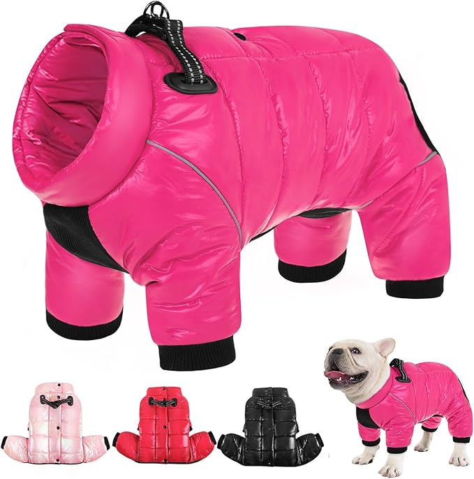 AOFITEE Dog Coat, Waterproof Dogs Jacket for Winter, Warm Fullbody Small Dog Snowsuit, Winter Coat for Small Dogs, Zip Up Pet Puffer Jacket Fleece Vest, Outdoor Reflective Pet Snow Jackets, XXL