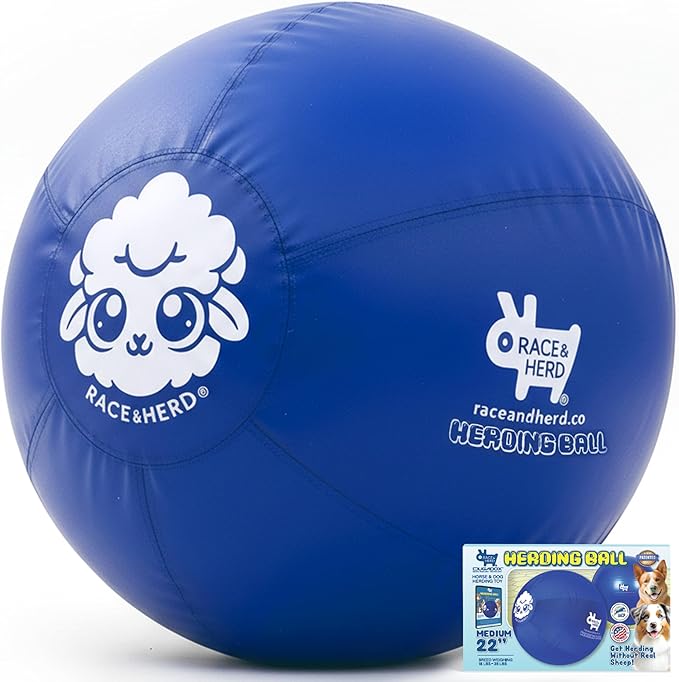 Race&Herd 22" Original XXL Herding Ball for Dogs - Giant Herding Dog Ball Australian Shepherds, Herding Toys, Dog Training Toy for Large Breeds, Dog Toy for Outdoor Play (Small/Medium Dogs, Yellow)