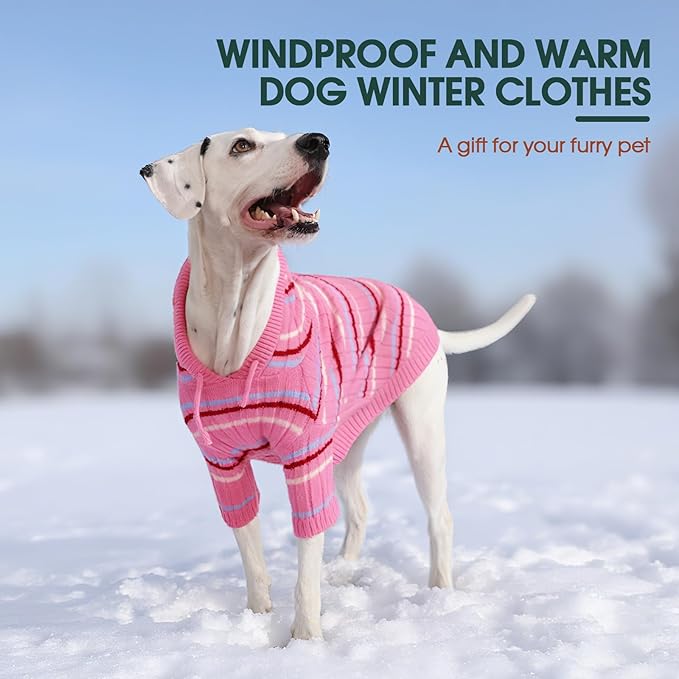 Kuoser Dog Sweater, Dog Sweaters for Small Dogs Girl Boy, Soft Puppy Pullover Sweater for Christmas Thanksgiving, Dogs Cable Knitted Sweatshirt Thermal Pet Winter Clothes for Cold Weather, Pink XS