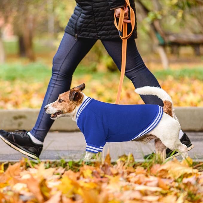 Dog Sweaters for Medium Dogs, Brushed Fleece Dog Sweater Baseball Jacket Soft Warm Pet Sweater Clothes Medium Sized Boy Girl Pet(Blue-M)