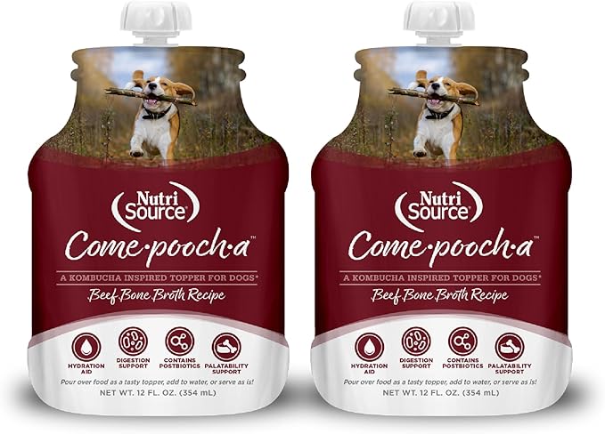 NutriSource Come-Pooch-A Beef Bone Broth for Dog Kibble 12 Ounce (Pack of 2)