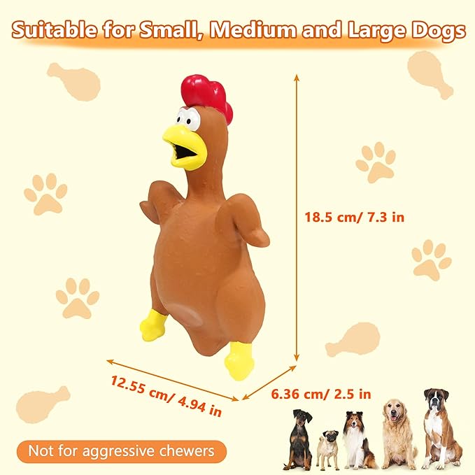 Rubber Chicken Dog Squeaky Toys, Durable Latex Chew Toys for Small Medium Large Size Dogs, Teething Puppy Dogs (3 Pack)