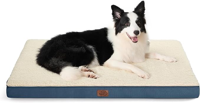 Bedsure Large Dog Bed for Crate - Comfy Flat Pet Beds with Removable Washable Cover, Orthopedic Egg Crate Foam Crate Mat, Suitable for Pet Up to 50 lbs