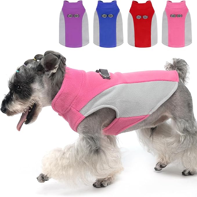 KOOLTAIL Small Dog Sweater - Dog Fleece Vest Jacket with Leash D-Ring for Small Medium Dogs, Soft Pullover Winter Warm Cold Weather Coats, Pet Fall Clothes Outfit for Puppy Cat Boys & Girls, Pink S