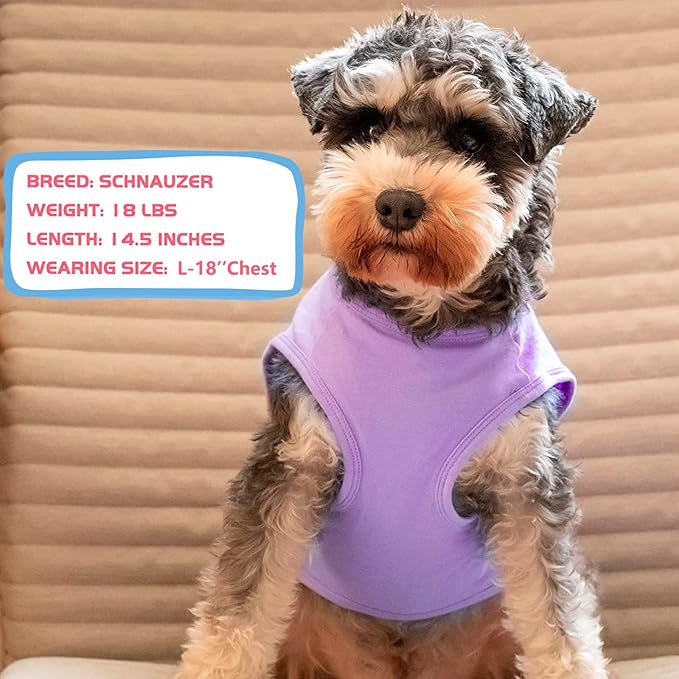 KYEESE 2Pack Dog Shirts Small Tee Soft for Small Dogs Striped T Shirt Lightweight Sleeveless Vest Cotton Tank Top Clothes, Large,Purple+Orange Striped