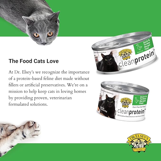 Dr. Elsey's cleanprotein Duck & Turkey Recipe Wet Cat Food, 2.75 oz Can (Case of 24)