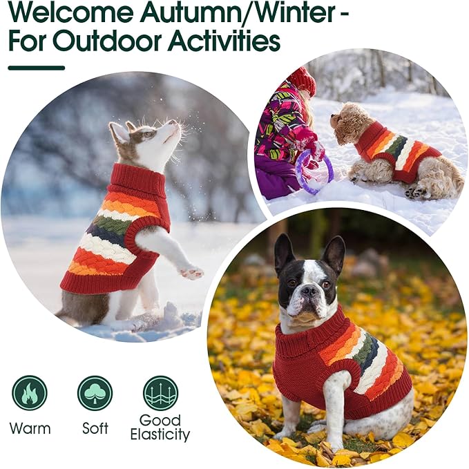Kuoser Dog Sweater, Dog Sweaters for Medium Dogs Girl Boy, Classic Pet Knitted Sweatshirt Warm Pullover, Puppy Holiday Sweater Winter Clothes for Christmas Thanksgiving Outfit, Red M