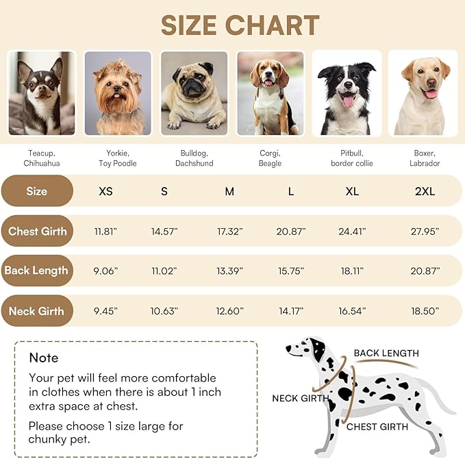 Queenmore Warm Fleece Dog Jacket, Cold Weather Waterproof Dog Snow Jacket with Leash Hole, Reflective Turtleneck Dog Snow Jacket Snowsuit, Dog Warm Coat for Small Medium& Large Dogs(Brown,2XL)