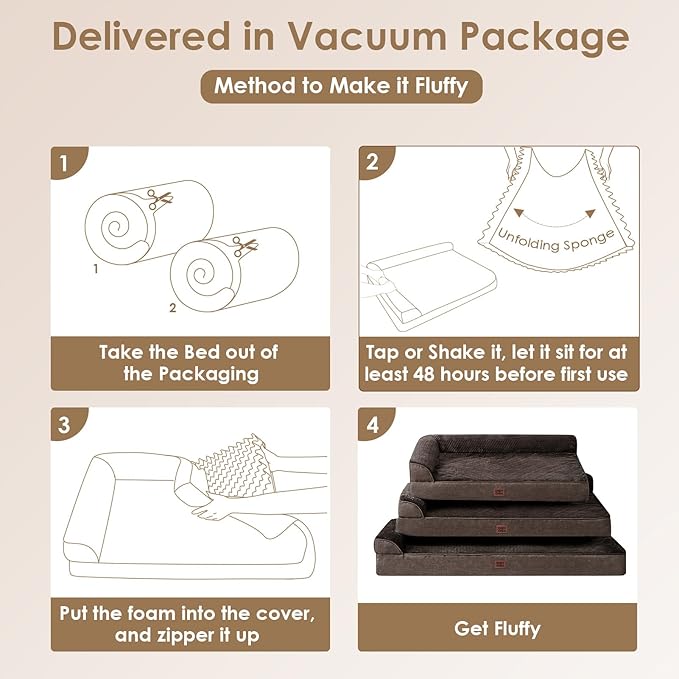 EHEYCIGA Memory Foam Dog Bed Medium Sized Dogs, Waterproof Dog Bed Orthopedic with Washable Removable Cover, Non-Slip Pet Bed Couch for Crate, 30x20x6 Inches, Brown