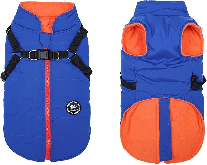 Norbi Pet Warm Jacket Small Dog Vest Harness Puppy Winter 2 in 1 Outfit Cold Weather Coat Medium