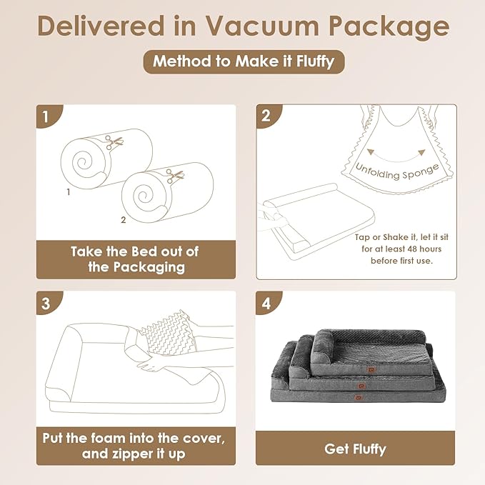 EHEYCIGA Memory Foam Dog Bed XLarge Sized Dogs, Extra Large Dog Bed Orthopedic with Washable Removable Cover, Waterproof XL Pet Bed Couch for Crate, 41x27x6 Inches, Dark Grey