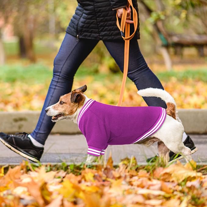 Dog Sweaters for Large Dogs, Brushed Fleece Dog Sweater Baseball Jacket Large Pet Sweater Clothes Soft Warm Boy Girl Pet(Purple-L)