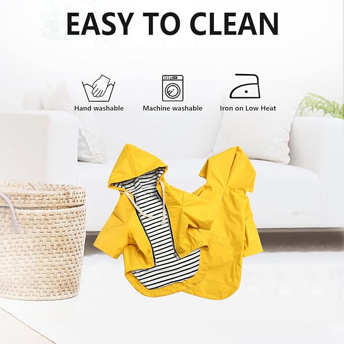 Dog Raincoat rain Jacket Raincoat Dogs Waterproof Small Medium Breeds Zip Closure Storage Pocket Harness Hole Yellow XL