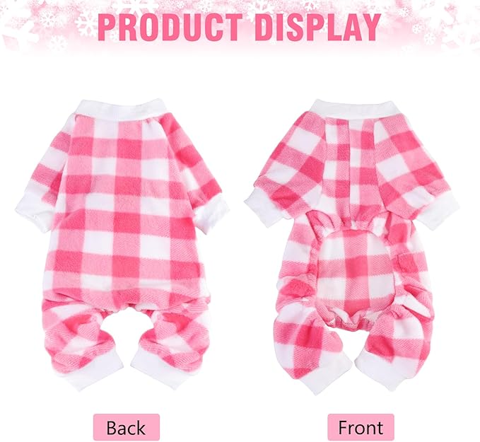 SCENEREAL Dog Pajamas for Small Medium Sized Dogs - Soft, Warm Pet Sweater Clothes, Pink Puppy Onesie Outfits for Doggie Winter Christmas - Dog Jammies Pjs
