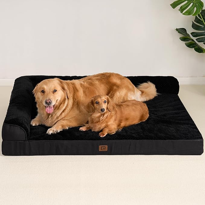 EHEYCIGA Memory Foam Dog Bed XLarge Sized Dogs, Extra Large Dog Bed Orthopedic with Washable Removable Cover, Waterproof XL Pet Bed Couch, 44x33x6 Inches, Black